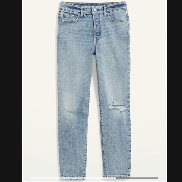 Old Navy High-Waisted O.G. Straight Button-Fly Ripped Jeans - Size 4 - Picture 1 of 11